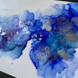 No.4 アルコールインクアート 原画 A4サイズ 緑 抽象 絵画 森の星屑