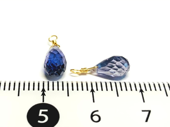 【天然石チャーム】アイオライト　 14kgf /シルバー925　ドロップ形　1個　ハンドメイド素材 4枚目の画像