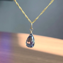 【天然石チャーム】アイオライト　 14kgf /シルバー925　ドロップ形　1個　ハンドメイド素材 2枚目の画像