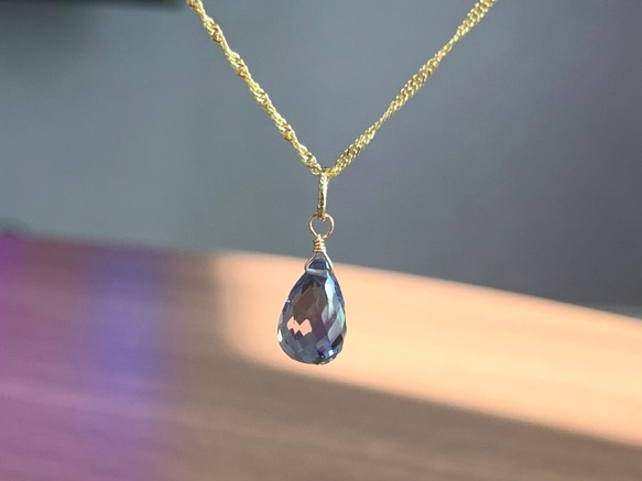 【天然石チャーム】アイオライト　 14kgf /シルバー925　ドロップ形　1個　ハンドメイド素材 2枚目の画像