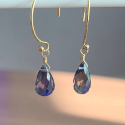 【天然石チャーム】アイオライト　 14kgf /シルバー925　ドロップ形　1個　ハンドメイド素材 3枚目の画像