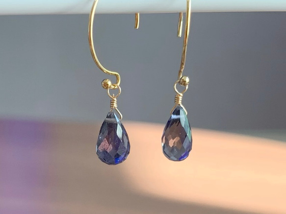 【天然石チャーム】アイオライト　 14kgf /シルバー925　ドロップ形　1個　ハンドメイド素材 3枚目の画像