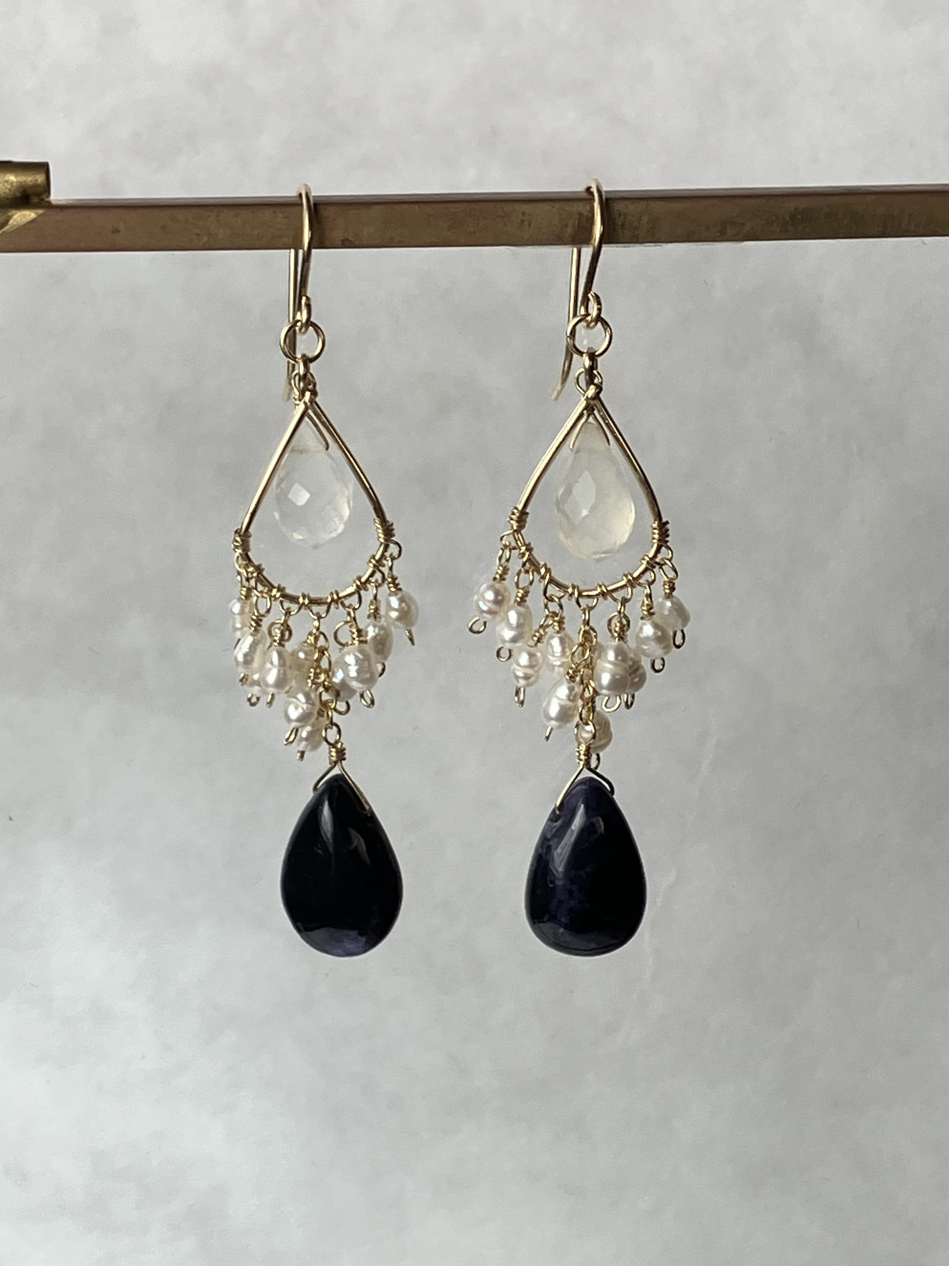 14kgf カラーオパールと淡水パールのシャンデリアピアス 14kgf カラーオパールと淡水パールのシャンデリアピアス 14kgf カラー