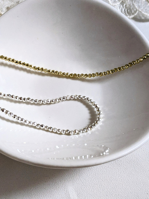 メタル ビーズ 2㍉ 30cm ネックレス パーツ 1枚目の画像