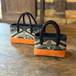 ヴィンテージ「鶴」（ミニサイズ） かごバッグ 一閑張り・一貫張り