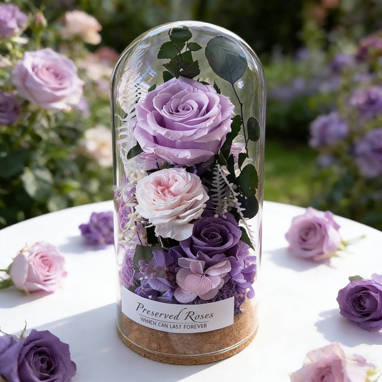 特別な日のお祝い・誕生日 花飾り・バラ 薔薇 ローズ、美しいムード、アレンジメント、プリザーブドフラワー、ドライフラワー