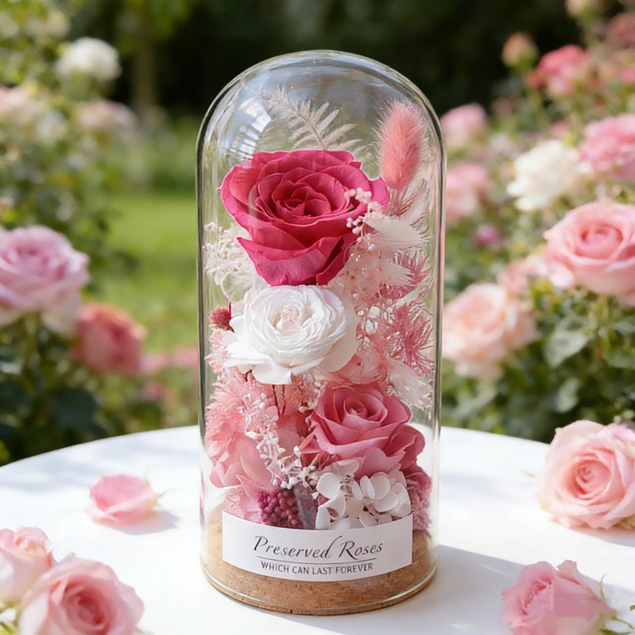 特別な日のお祝い・誕生日 花飾り・バラ 薔薇 ローズ、美しいムード、アレンジメント、プリザーブドフラワー、ドライフラワー