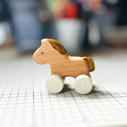 手作り 木製「うまさんくるま」 干支 馬 令和8年 午年 置物 雑貨 小物