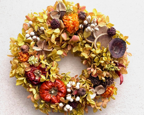 2510-1 刺繍フレーム 秋の実り どんぐり かぼちゃ きのこ ハロウィン