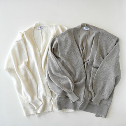 【洗える透かし編みUVカーディガン】スモーキーグレー  清涼感たっぷりペーパーMIXヤーン素材　りんご1個分の軽さ 6枚目の画像