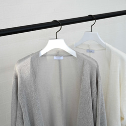 【洗える透かし編みUVカーディガン】スモーキーグレー  清涼感たっぷりペーパーMIXヤーン素材　りんご1個分の軽さ 9枚目の画像