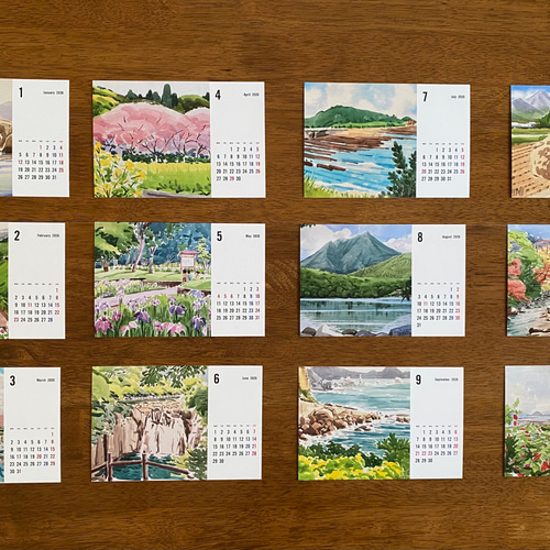 2026年版｜卓上カレンダー①｜透明水彩で巡る宮崎の風景 絵画 神園正美