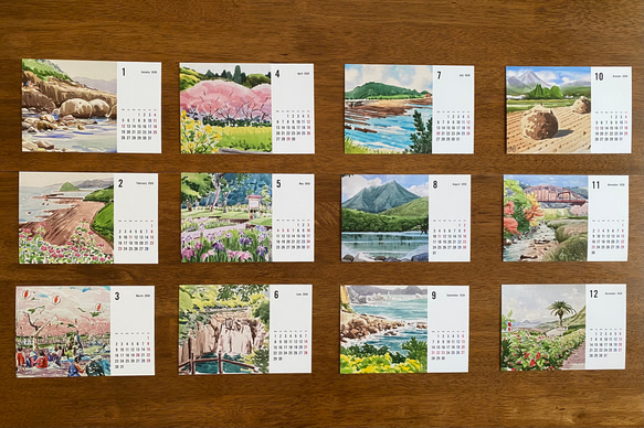2026年版｜卓上カレンダー①｜透明水彩で巡る宮崎の風景 絵画 神園正美
