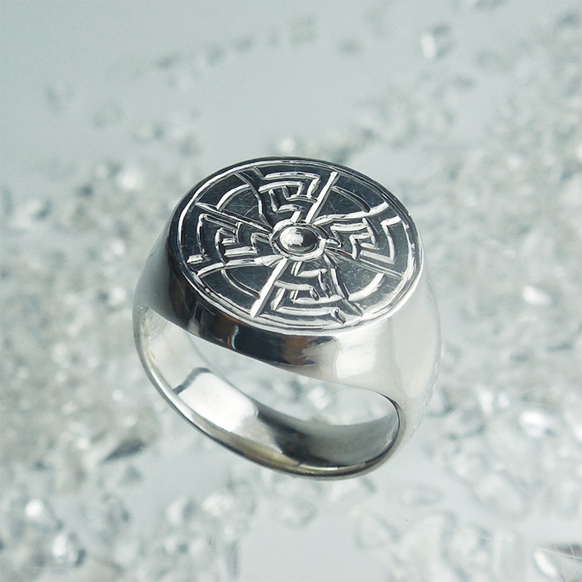 【直弧紋】印台リング　丸　8号~20号　シルバー　送料無料　正倉院　silver925