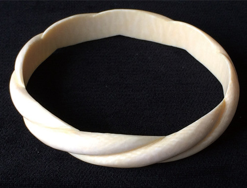 【本象牙】職人手作り 象牙バングル V-7 / SSイズ / Sサイズ / Mサイズ / Lサイズ / LLサイズ