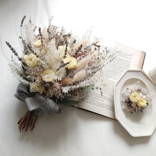 ブーケ　ブートニア　バンクシア　プロテア　ワイルドフラワー　前撮り ブーケ ブートニア バンクシア プロテア ワイルドフラワー 前撮り