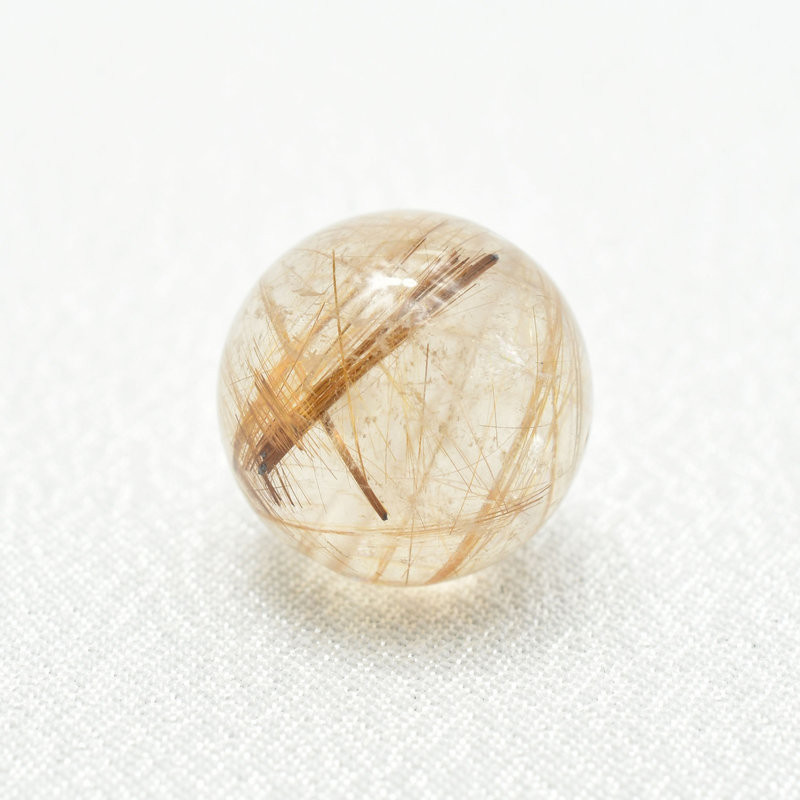 繊細な飴色ルチルとインクルージョンが美しい コッパールチルクォーツ 約14ミリ【Cpr52 4g】 一点物 京海堂