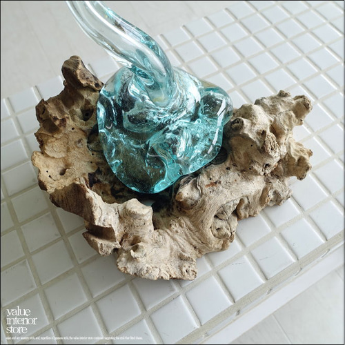 硝子フラワーベースspiral02 花瓶 花器 プリミティブガラスベース 吹き