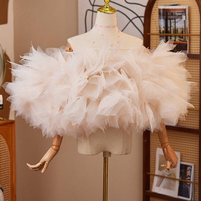 ケープ オフショルダー シャンパン色 DIY 綺麗 可愛い 肩飾り ドレスアクセサリー ウェディングドレス DTY296