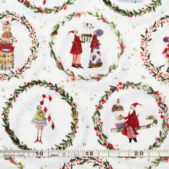新柄入荷！ドイツ！幅広！『acufactum　アクファクタム　クリスマス　サークル』～約150cm×50㎝単位でカット～ 2枚目の画像