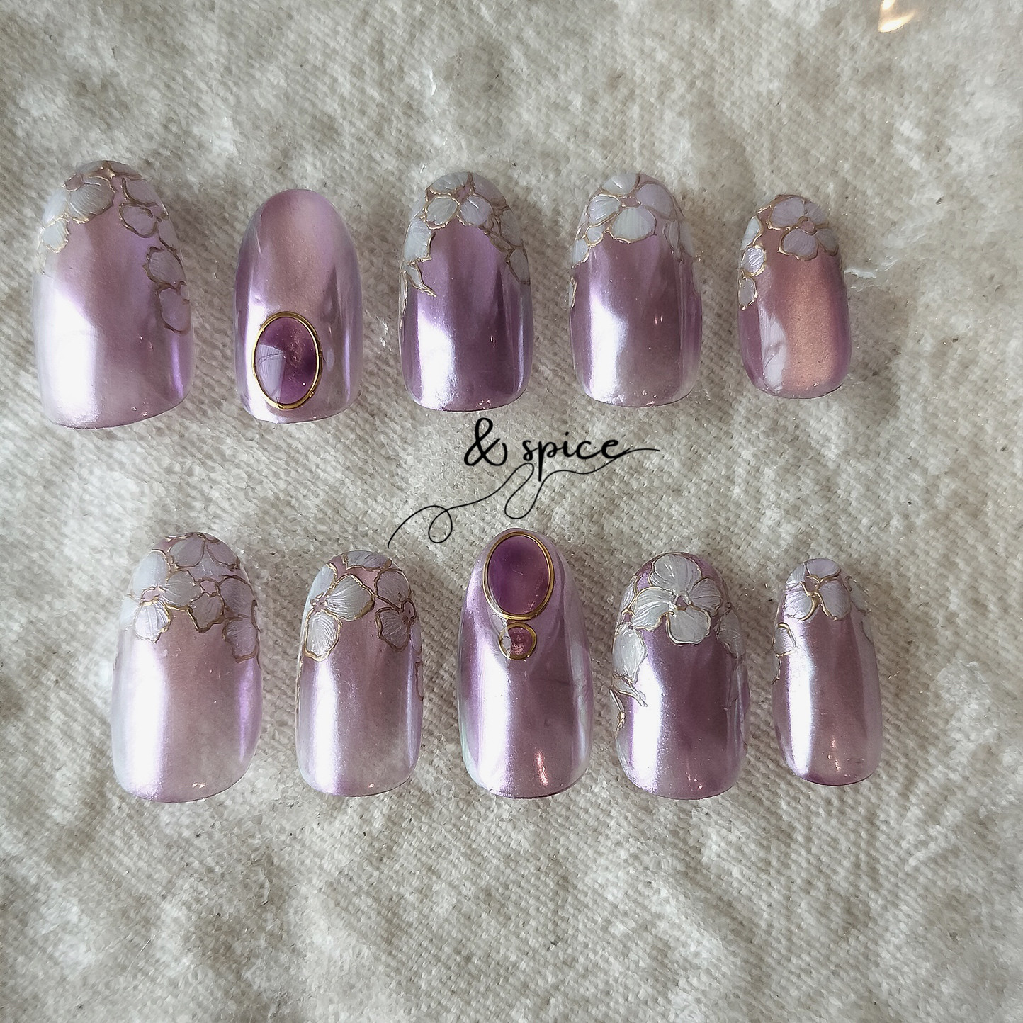 018／ heliotrope flower I マグネットネイル l ブローチネイル l 繊細フラワーネイル