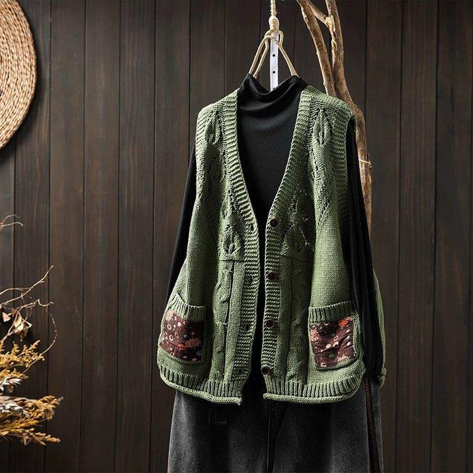 前開きニットベスト、カーディガン、春秋ベスト、冬ベスト、ニットベスト、ニットセーター、防寒対策（Tシャツなし）