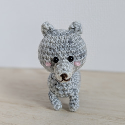 あみぐるみ ちびねこ 猫 スコティッシュ風 グレーw キーホルダー