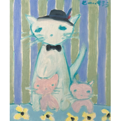 絵画。原画☆キャンバスF10【すべてのかわいい猫は世界で完璧な贈り物～】 絵画。原画☆キャンバスF10【かわいい猫たちが一緒に香ばしいお