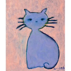 青い猫の抽象油彩画 青い猫」油絵 | ChikakoN ｜インテリア絵画 アートの専門通販