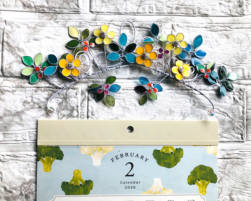 お花のフック・カレンダーホルダー・ワイヤークラフト・ワイヤーアート