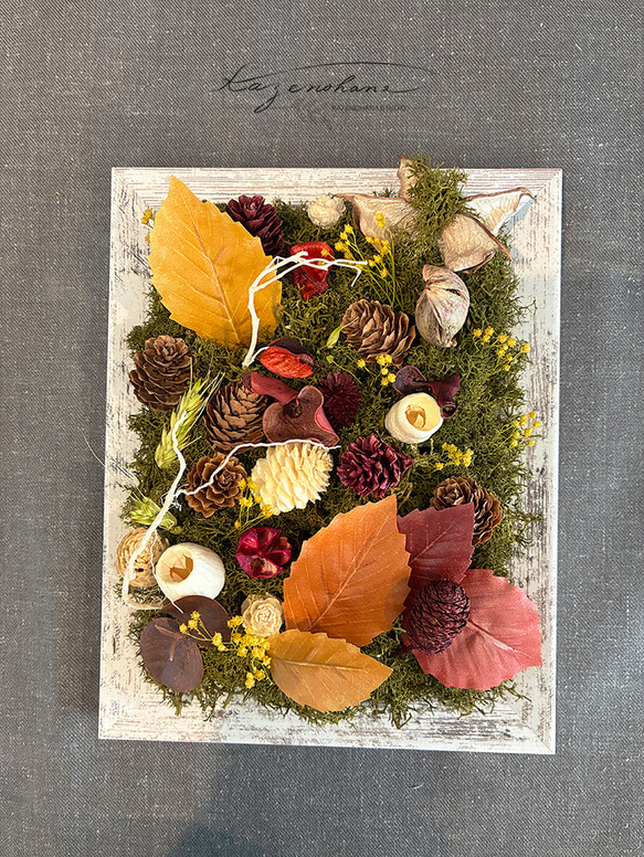 一点物＊木の実を集めた額アレンジ＊ギフト＊額アレンジ＊記念品＊退職