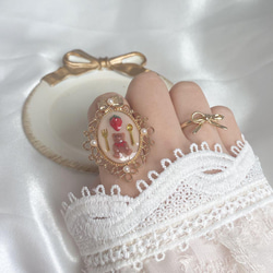 リング「ホワイトストロベリー＆パール」 いちご 苺 パール ハンドメイド 指輪 リング「ホワイトストロベリー＆パール」 いちご 苺 パール