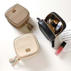 スクエア ミニ リップポーチ 【 本革 ニュアンス ネームプレート Simple 】 コスメ 化粧ポーチ HN17A 15枚目の画像