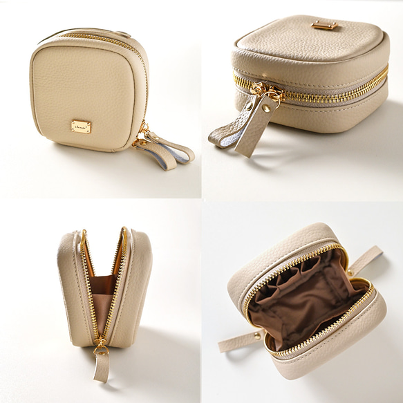 スクエア ミニ リップポーチ 【 本革 ニュアンス ネームプレート Simple 】 コスメ 化粧ポーチ HN17A 14枚目の画像