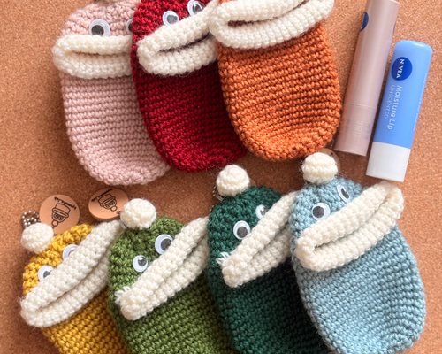 レトロカラー】パクパクミンティアケース☆かぎ針編み パクパク