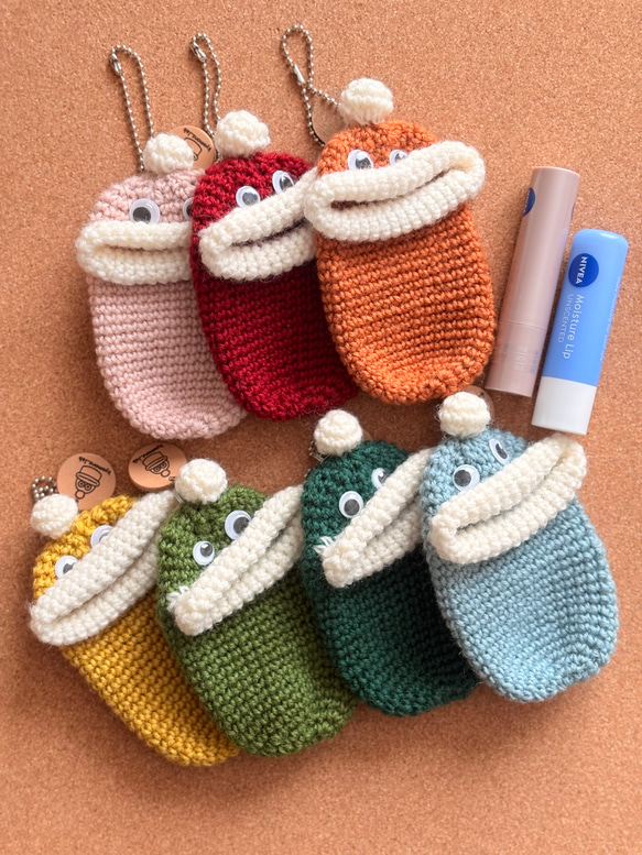 レトロカラー】パクパクミンティアケース☆かぎ針編み パクパク