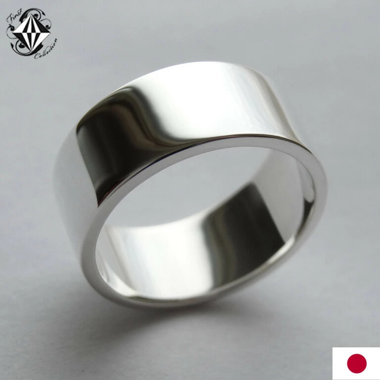 純銀 シルバー シンプル リング レディース メンズ 平打ち 幅広 8mm 指輪 刻印 SV1000