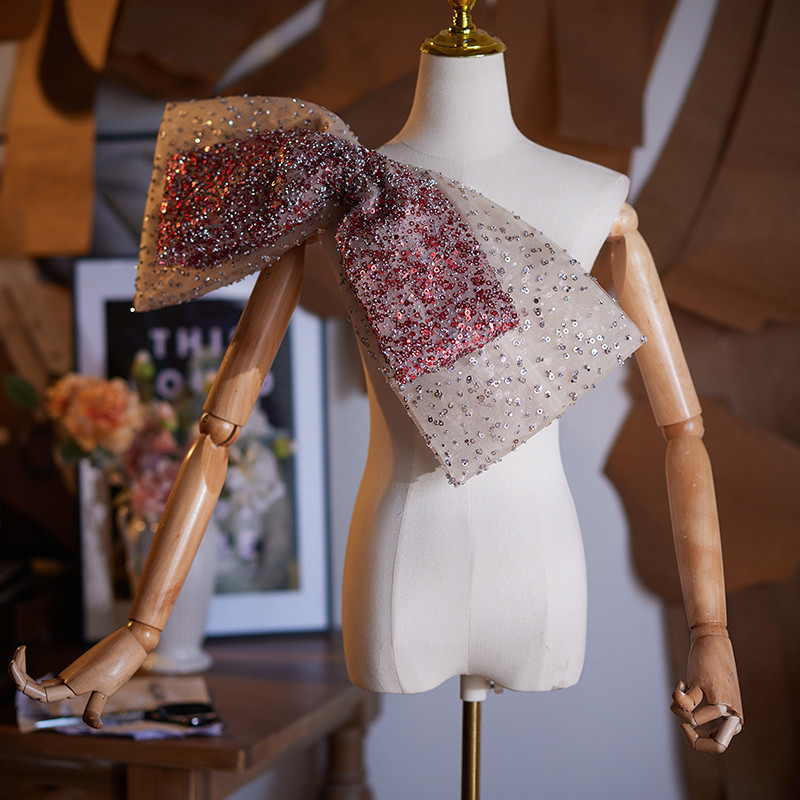 ドレスアクセサリー ​キラキラグリッターリボン 紫 DIY 背中の飾り 肩飾り 花嫁/ウェディングドレス DTY336