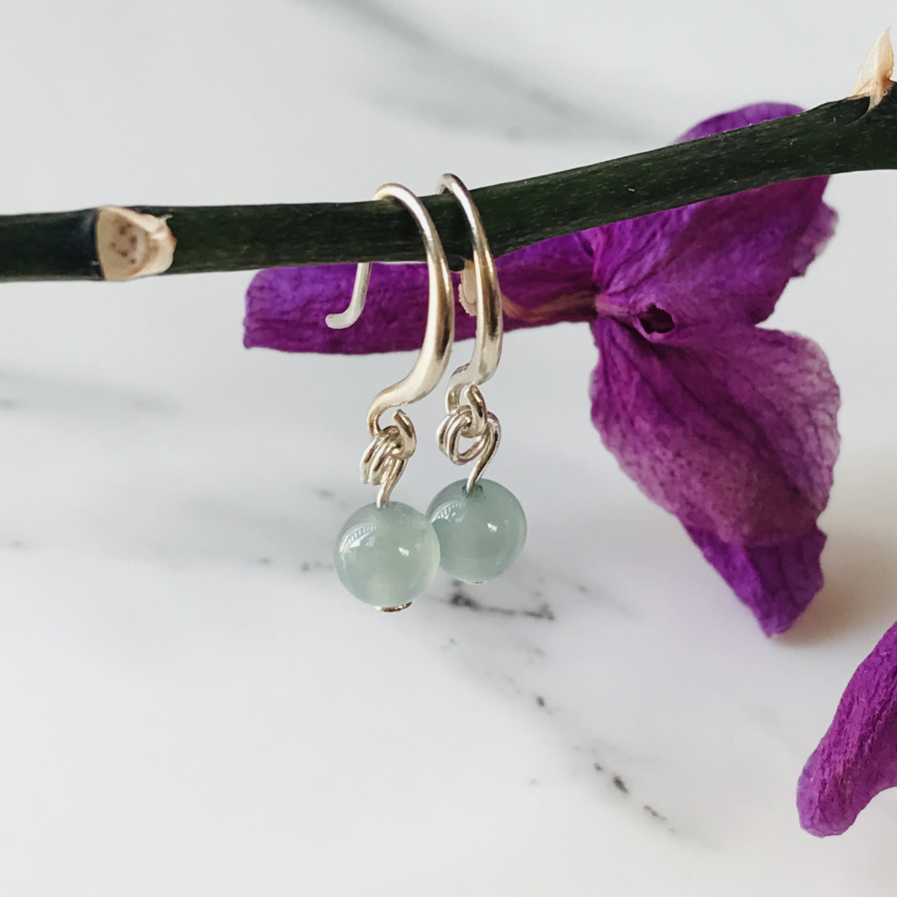 [P113-002] ジェイド　JADE  ヒスイ　本翡翠　ピアス　　天然石　一点物　グアテマラ産　s925  フック