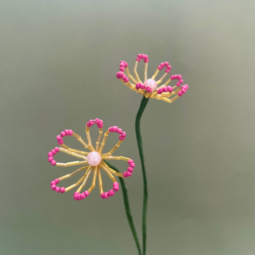 ビーズフラワー ブーケ（ピンク／オレンジ） アートフラワー FLOWACCA