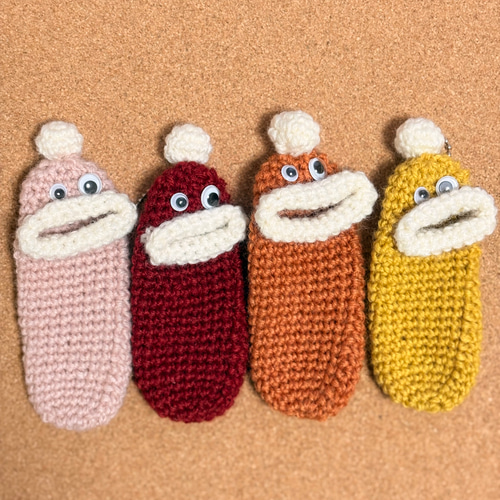 レトロカラー】パクパクリップケース☆かぎ針編み パクパクモンスター