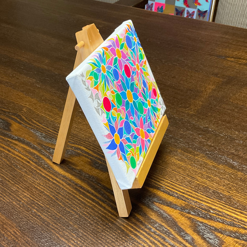原画・アクリル】 お花畑 抽象画2 キャンバス 18cm×14cm 絵画