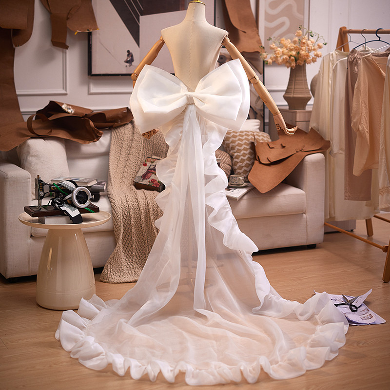 ロングトレーン 裾引き 白 リボン DIY 背中の飾り 肩飾り アクセサリー 花嫁/ウェディングドレス DTY409