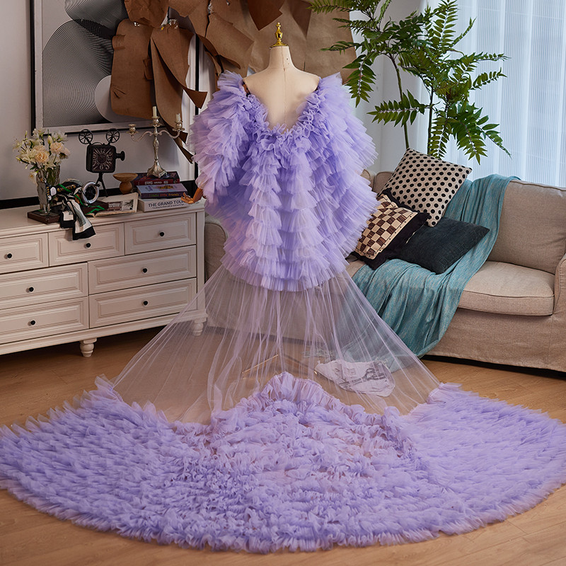 ケープ トレーン 裾引き 綺麗 紫 DIY 肩飾り アクセサリー パーティー 花嫁/ウェディングドレス DTY434