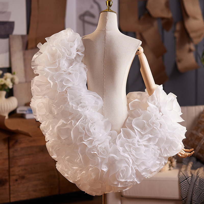 ケープ 白 立体花 上品 綺麗 DIY 肩飾り ドレスアクセサリー パーティー 花嫁/ウェディングドレス DTY419