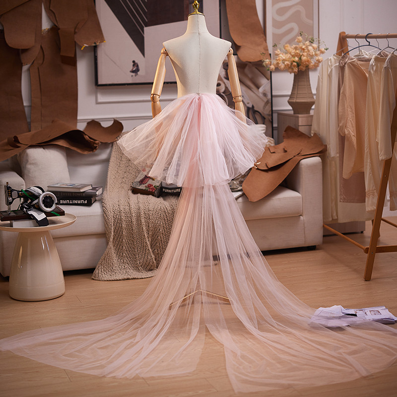 ロングトレーン 裾引き ピンク リボン DIY 肩飾り のベールアクセサリー 花嫁/ウェディングドレス DTY414