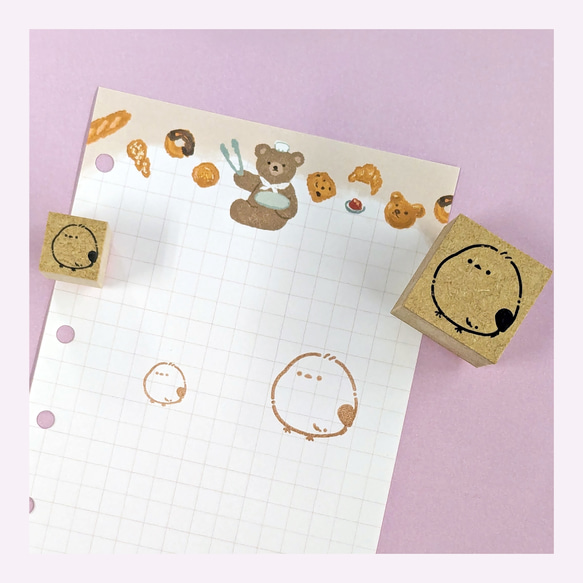 ぽっちゃり 動物 ＊ はんこ M【ぽちゃ 20mm ゴム印 のべ木（短）】 手帳 プチ スタンプ イラスト 印 #ハンコ 8枚目の画像