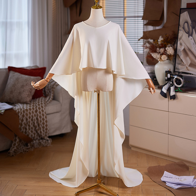 トレーン 裾引き ショール​打掛 白 DIY 肩飾り アクセサリー 花嫁/ウェディングドレス DTY359