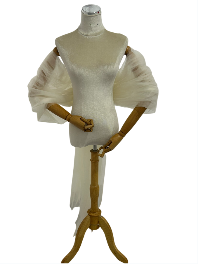 ふっくら柔らかなバックリボン ソフトチュール アイボリー 取り外し 花嫁