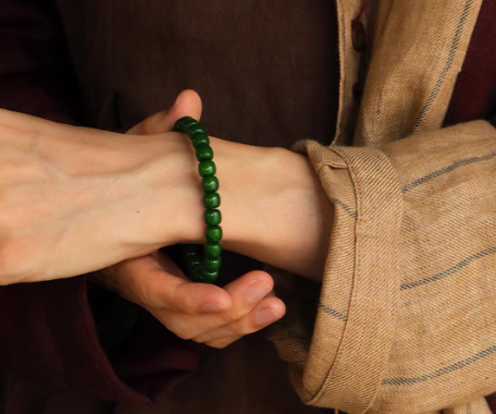 天然菩提樹の実 筒玉ブレスレット｜贈り物用 男女兼用 *手作り【天然素材】